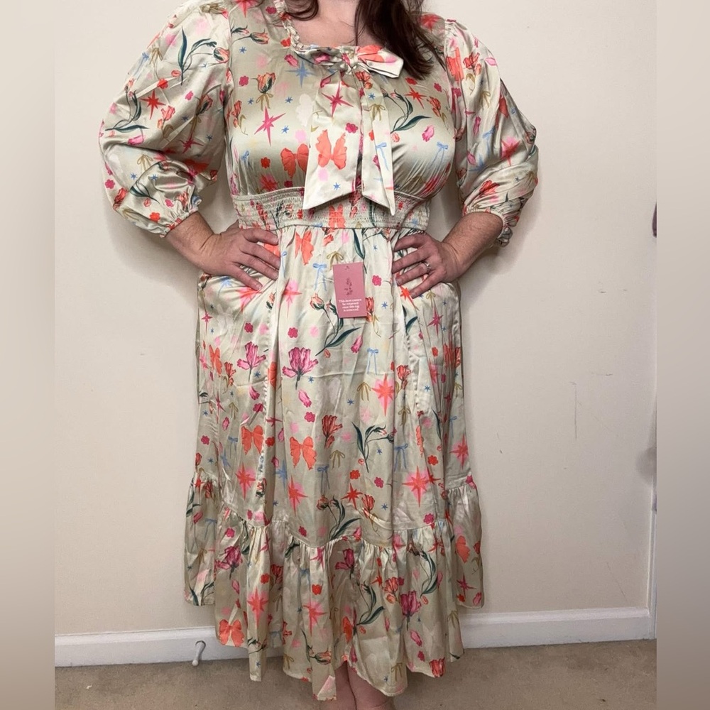 Ivy city co NWT Tilly dress Christmas holiday print mint green 5x